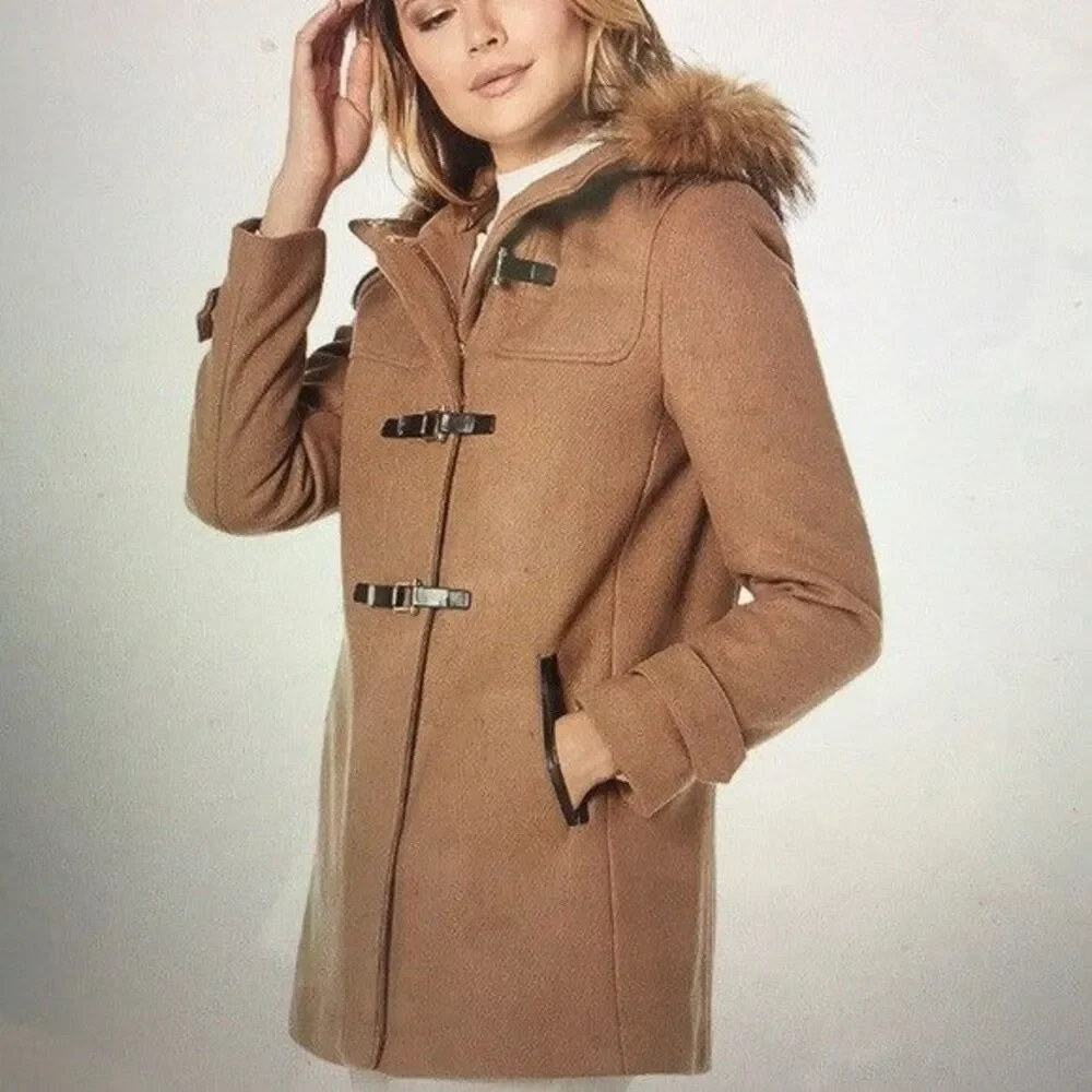 Cole Haan Wool Toggle Duffle Coat Size 12 Signature Hooded Jacket
